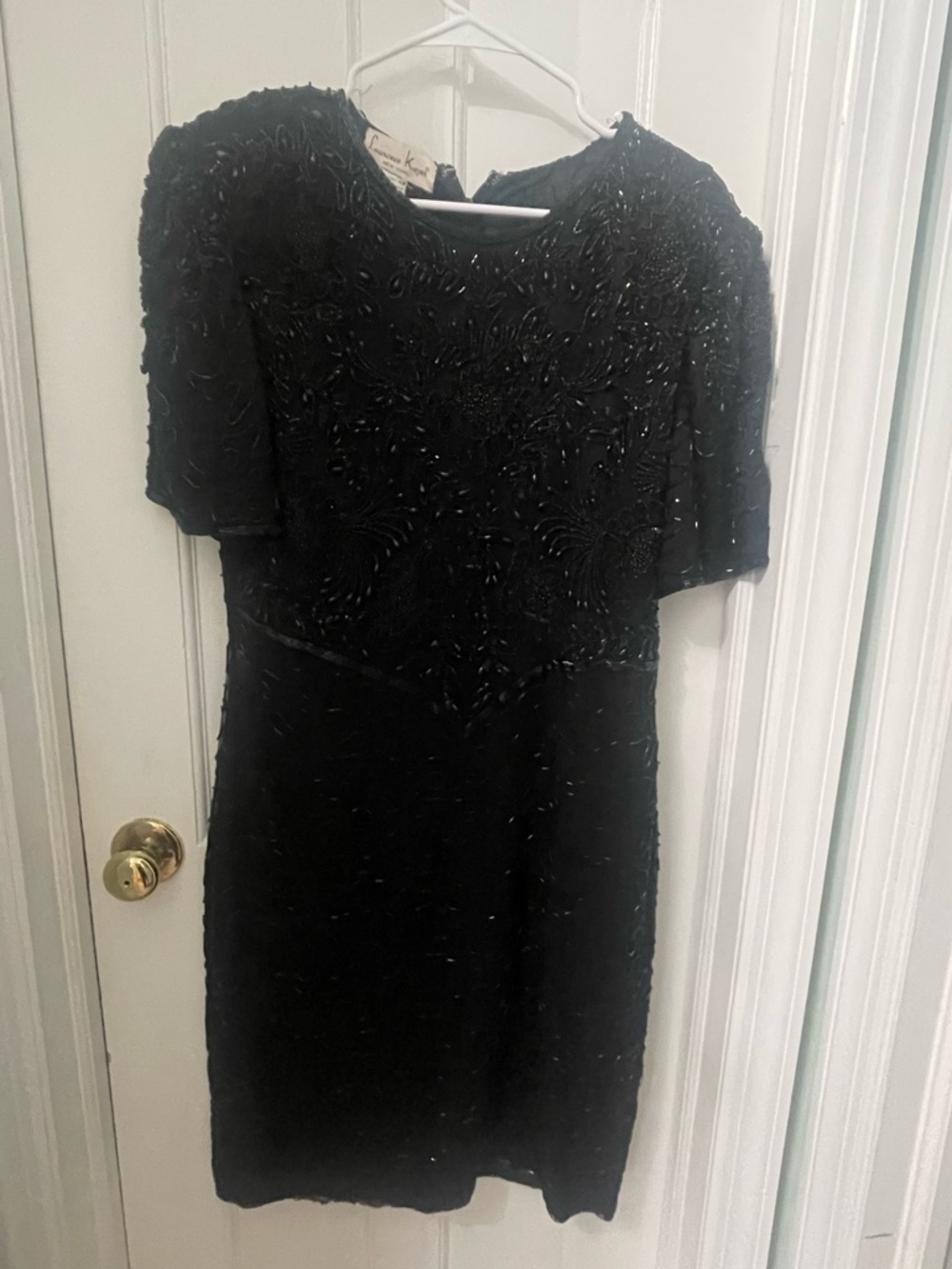 Laurence Kazar Black Beaded Midi Dress